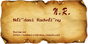 Nádasi Radvány névjegykártya